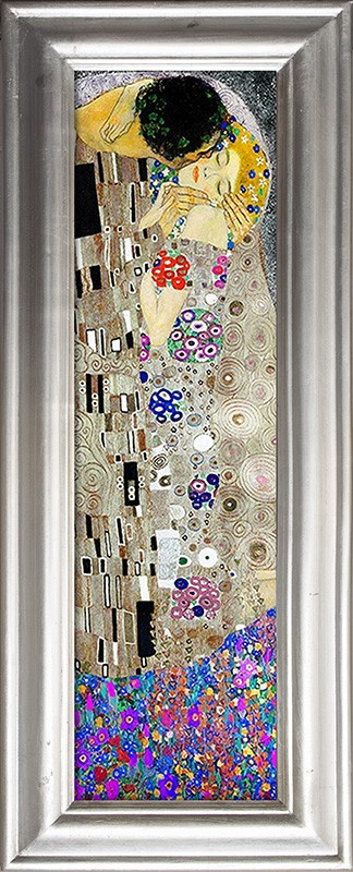 Gustav Klimt-Der Kuss-Leinwand + Rahmen Kunstdruck 82x32cm, dzial wydruki, plotno+rama, cena 49,99+7,99e daj 4 obrazy na 1 aukcje, http://www.go-bi.pl/produkty/g94417-obraz.html